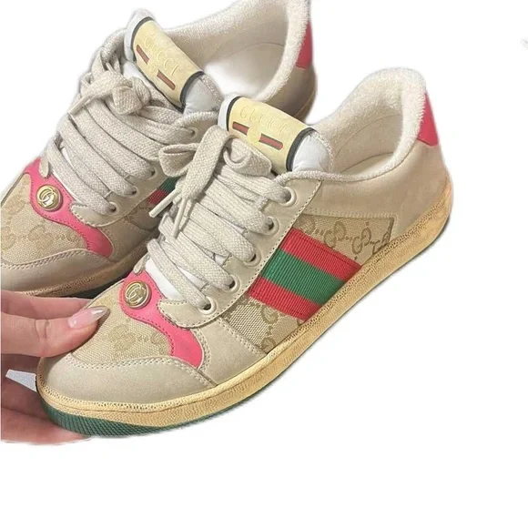 Gucci | Shoes | Copy Gucci Pink Screener Leather Sneaker  display picture 1